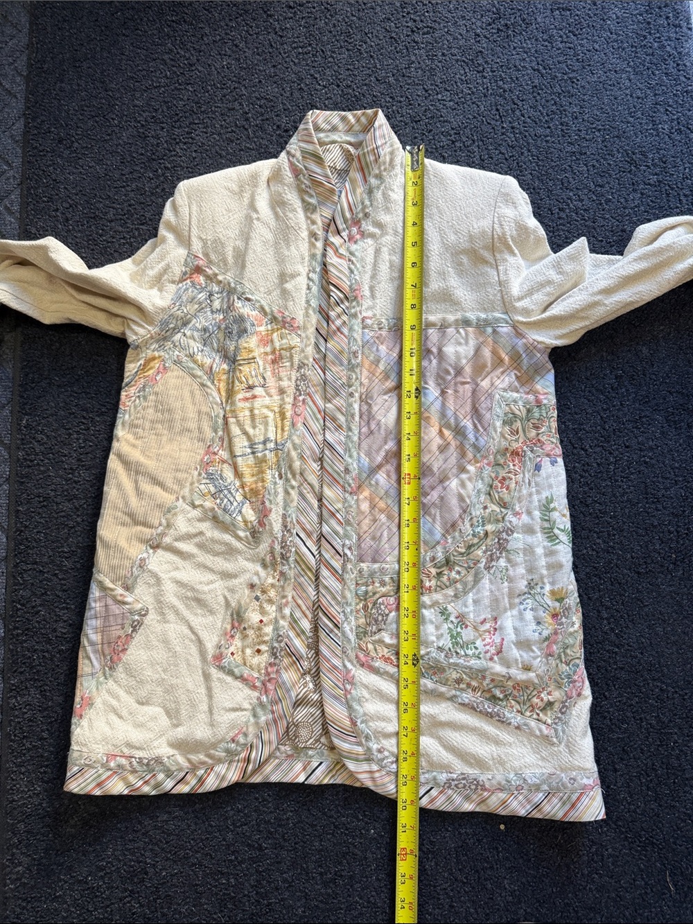 Catherine Carr Vintage Quilted Patchwork Cream Women's Jacket - Picture 8 of 9